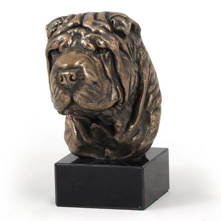 Shar Pei statue on marble base