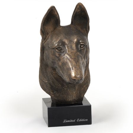 Malinois statue on marble base