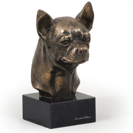 Chihuahua statue on marble base