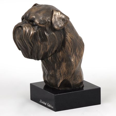Griffon Bruxeellois statue on marble base