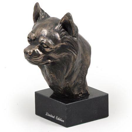 Chihuahua statue on marble base