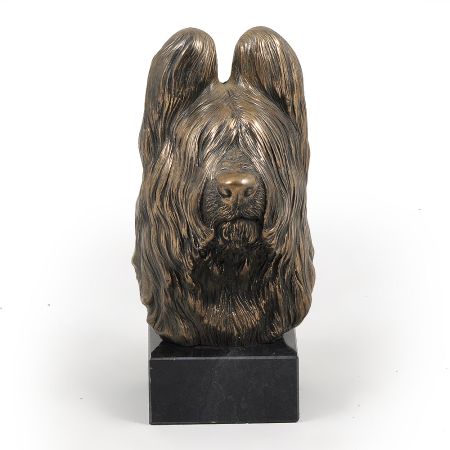 Briard statue on marble base