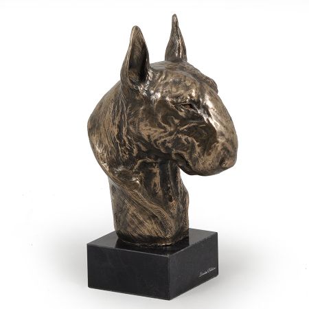 Bullterrier statue on marble base