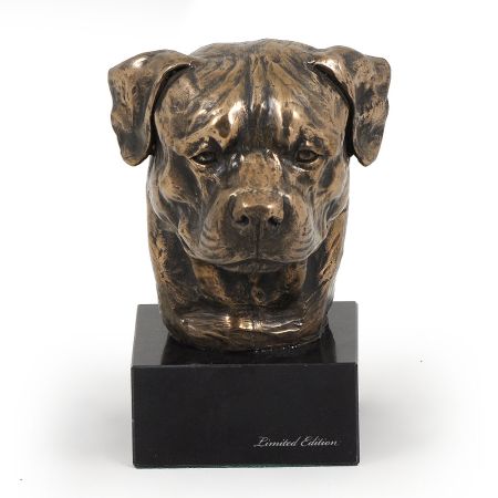 Rottweiler statue on marble base