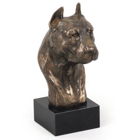 American Staffordshire Terrier statue on marble base