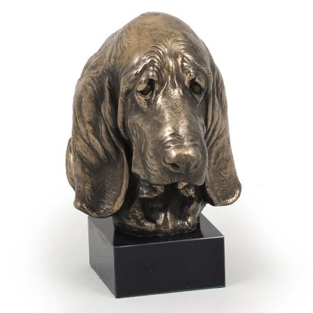 Basset Hound statue on marble base