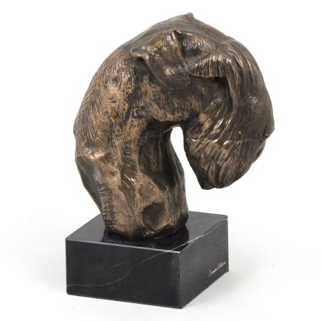 Schnauzer uncopped statue on marble base