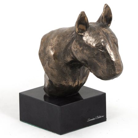 Bullterrier statue on marble base