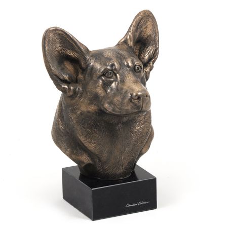 Welsh Corgi statue on marble base