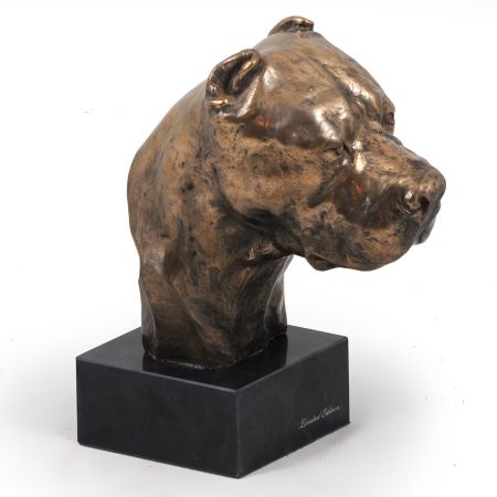 Dogo Argentino statue on marble base
