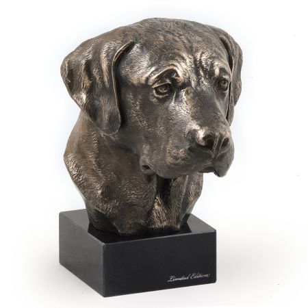 Labrador Retriever statue on marble base
