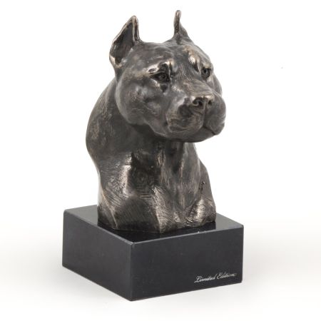 American Staffordshire Terrier statue on marble base