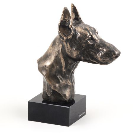 Dobermann statue on marble base