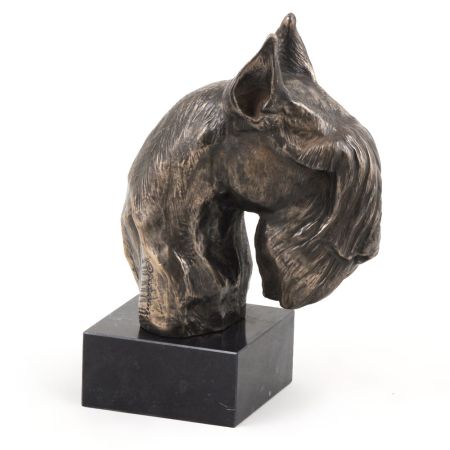 Schnauzer cropped statue on marble base