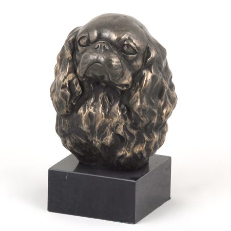 Cavalier King Charles Spaniel statue on marble base