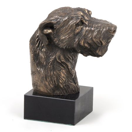 Irish Wolfhound statue on marble base