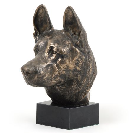 German Shepherd statue on marble base
