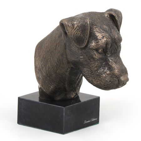 Jack Russel Terrier statue on marble base