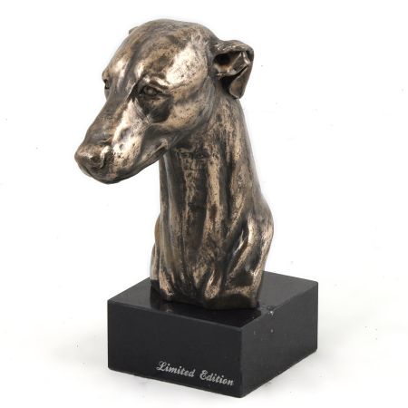 Whippet statue on marble base