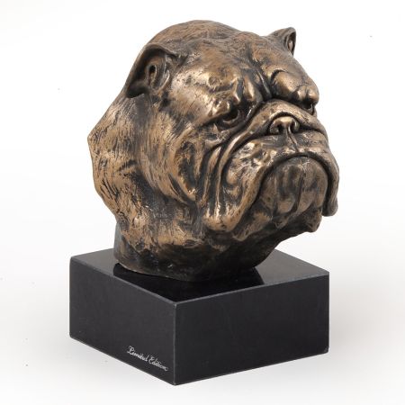 English Bulldog statue on marble base