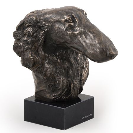 Borzoi statue on marble base